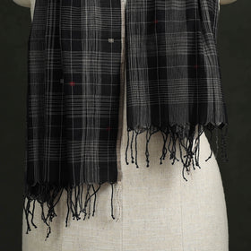 Handloom cotton burdwan jamdani stole with tassels 01