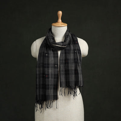 Handloom cotton burdwan jamdani stole with tassels 01