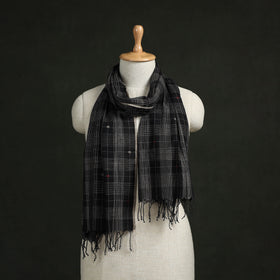 Handloom cotton burdwan jamdani stole with tassels 01