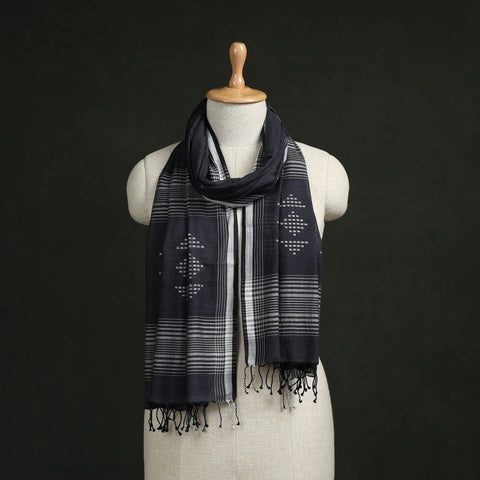Handloom cotton burdwan jamdani stole with tassels 13