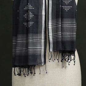 Handloom cotton burdwan jamdani stole with tassels 13