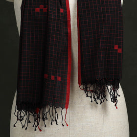 Handloom cotton burdwan jamdani stole with tassels 23