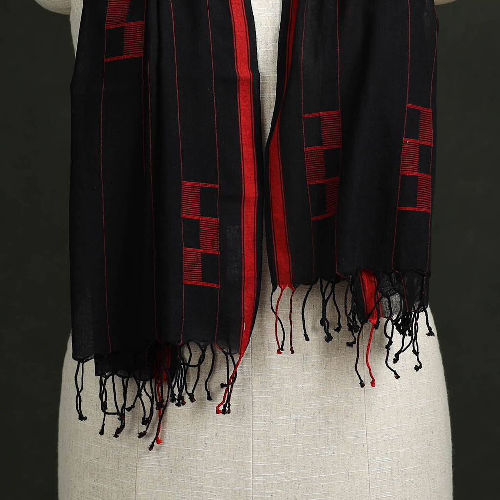 Handloom cotton burdwan jamdani stole with tassels 24