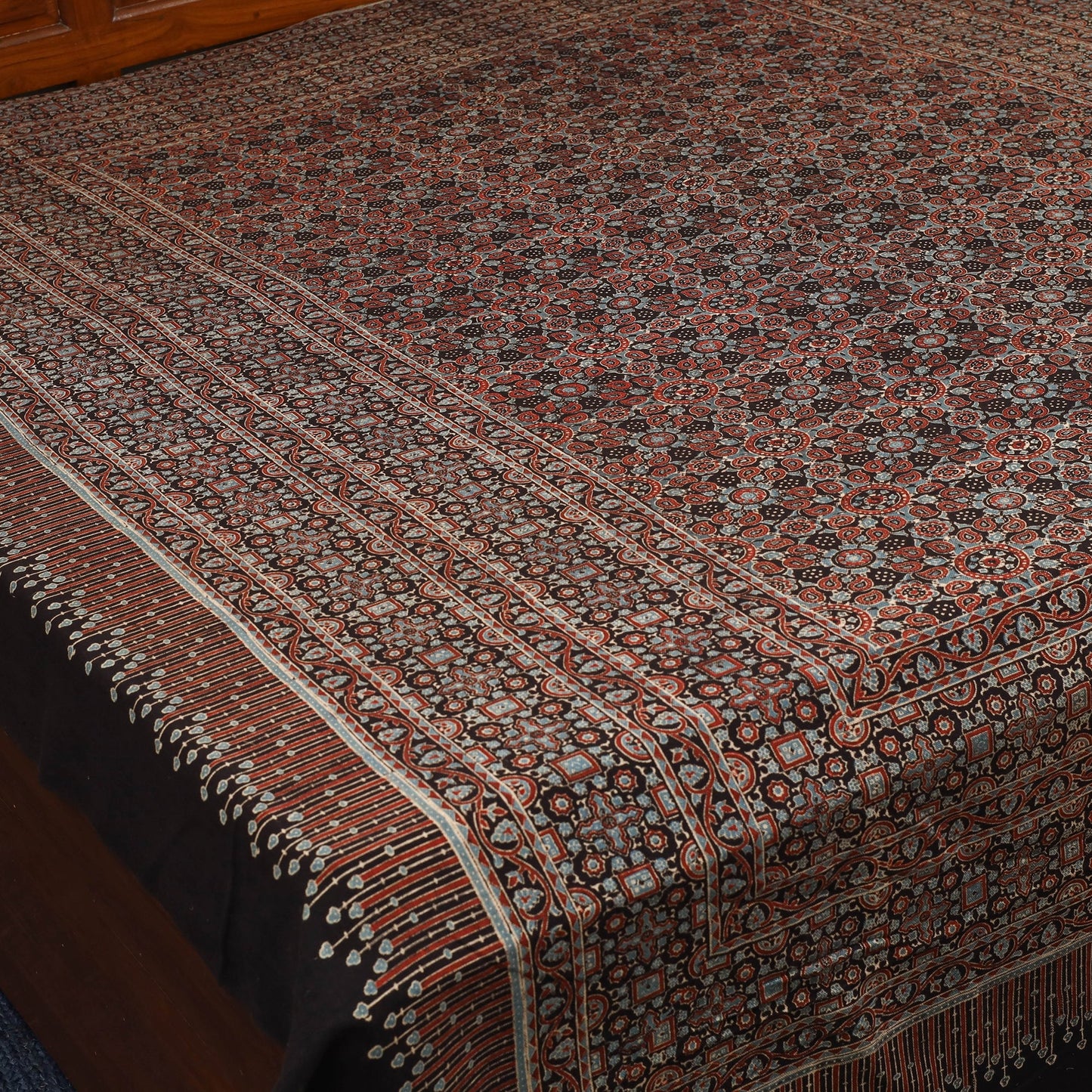 Black - handloom cotton double bed sheet (108 x 90 in) 15