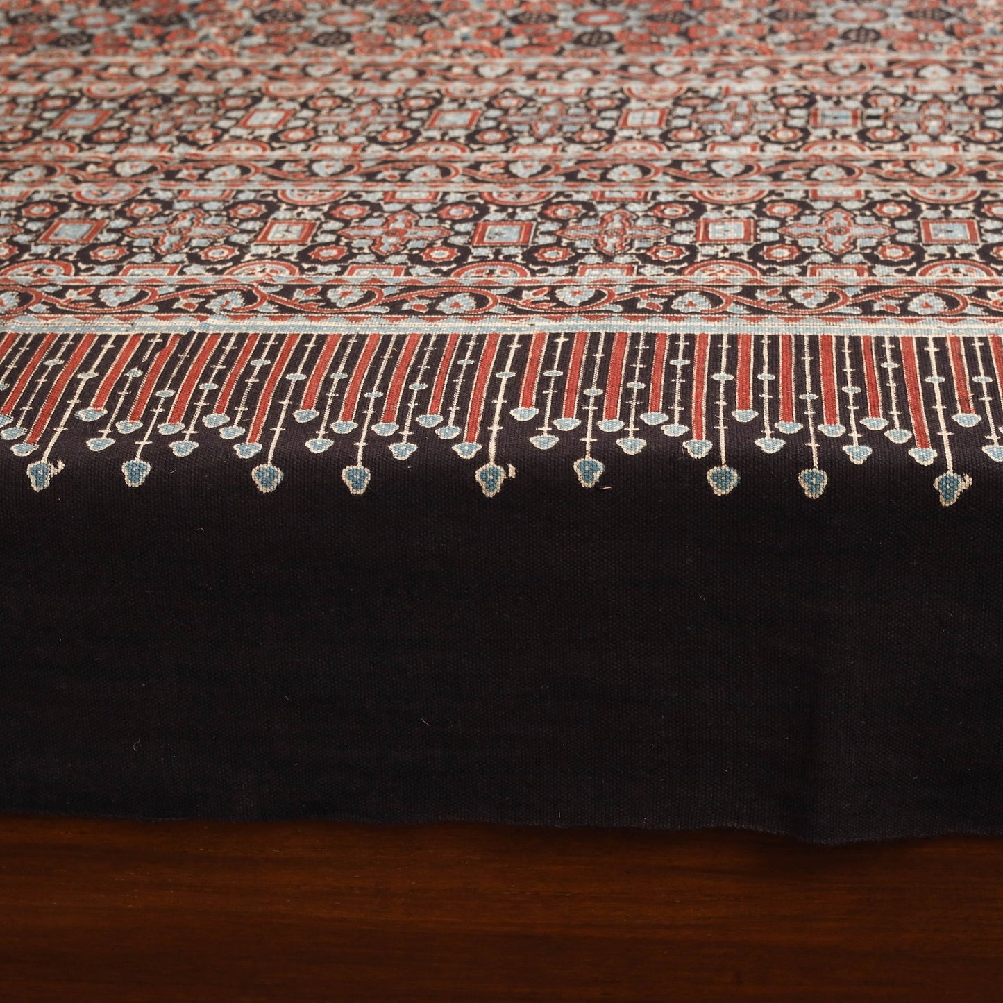 Black - handloom cotton double bed sheet (108 x 90 in) 15