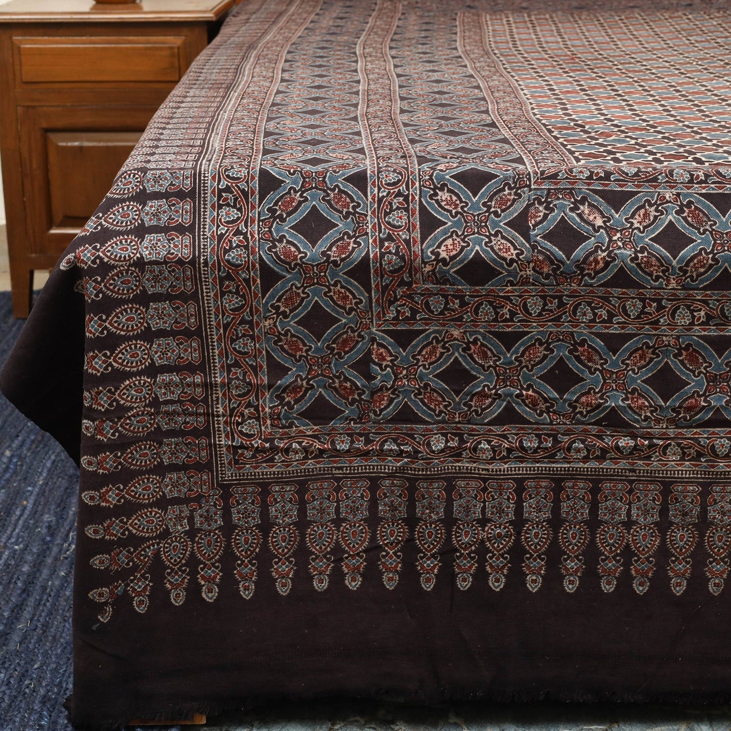 Black - handloom cotton double bed sheet (108 x 90 in) 19