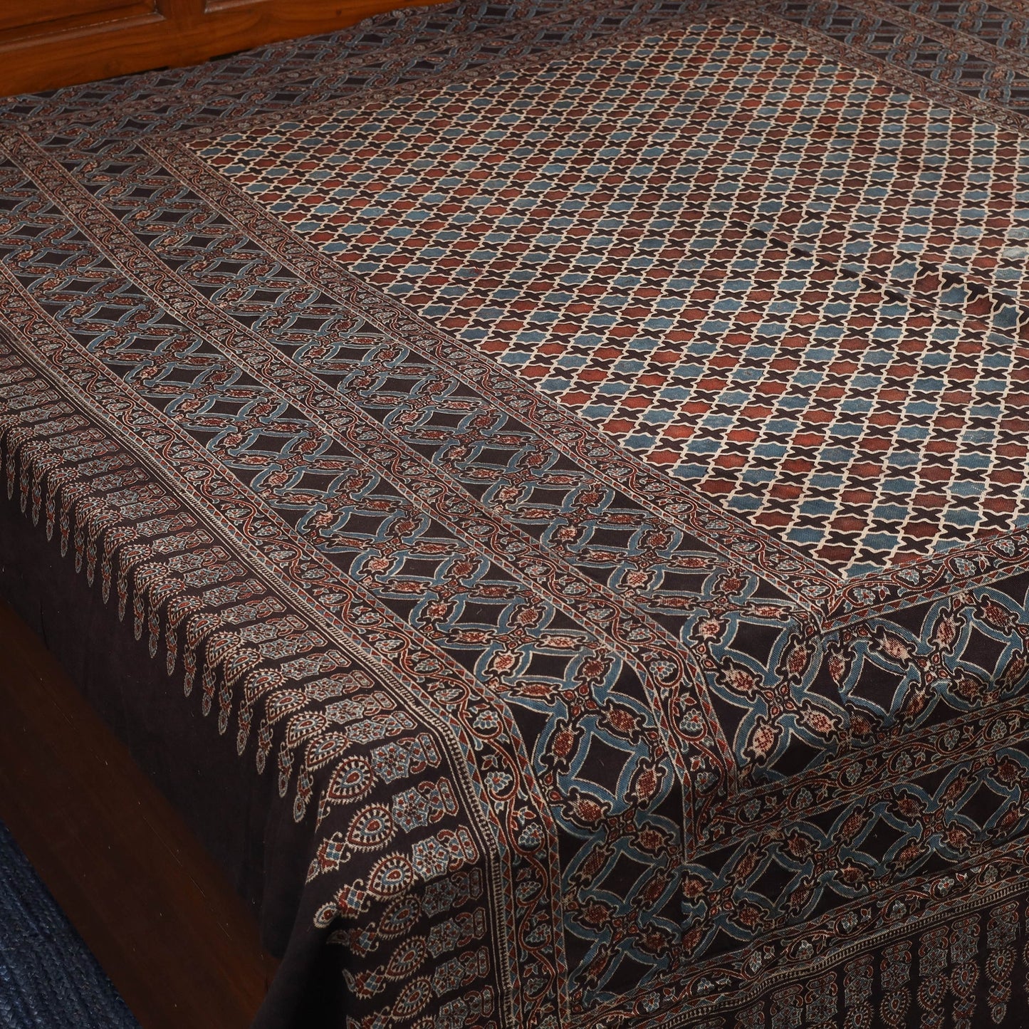 Black - handloom cotton double bed sheet (108 x 90 in) 19