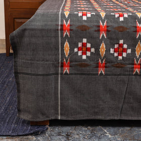 Black - handloom cotton double ikat pochampally bedsheet