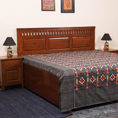 Black - handloom cotton double ikat pochampally bedsheet