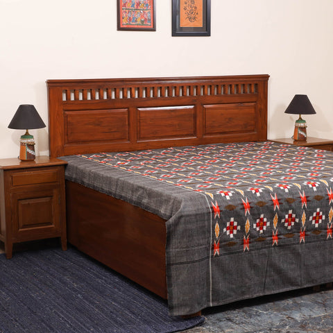 Black - handloom cotton double ikat pochampally bedsheet