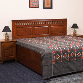 Black - handloom cotton double ikat pochampally bedsheet