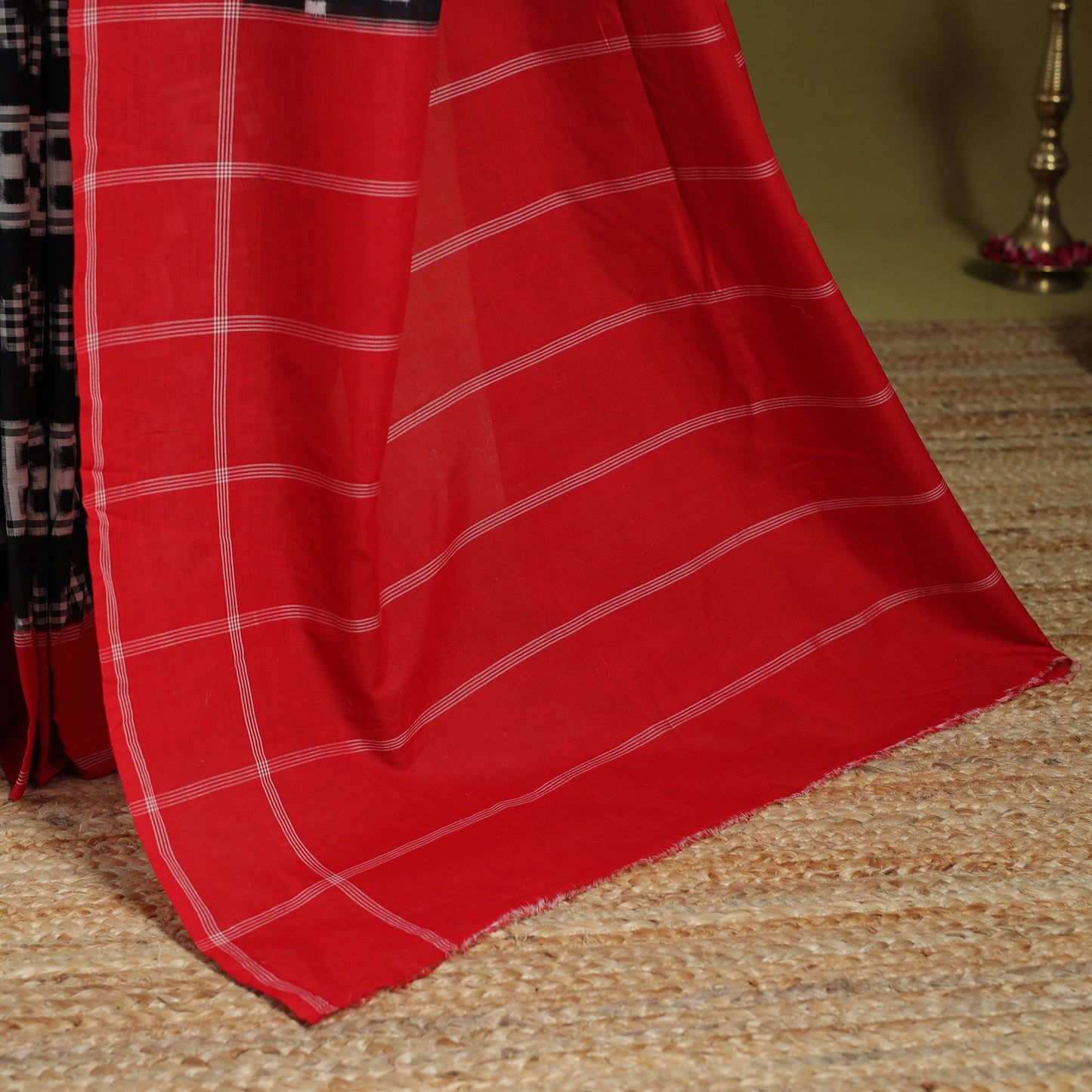 Black - handloom cotton double pochampally ikat saree 43