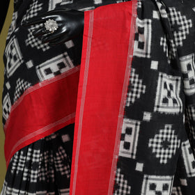 Black - handloom cotton double pochampally ikat saree 43