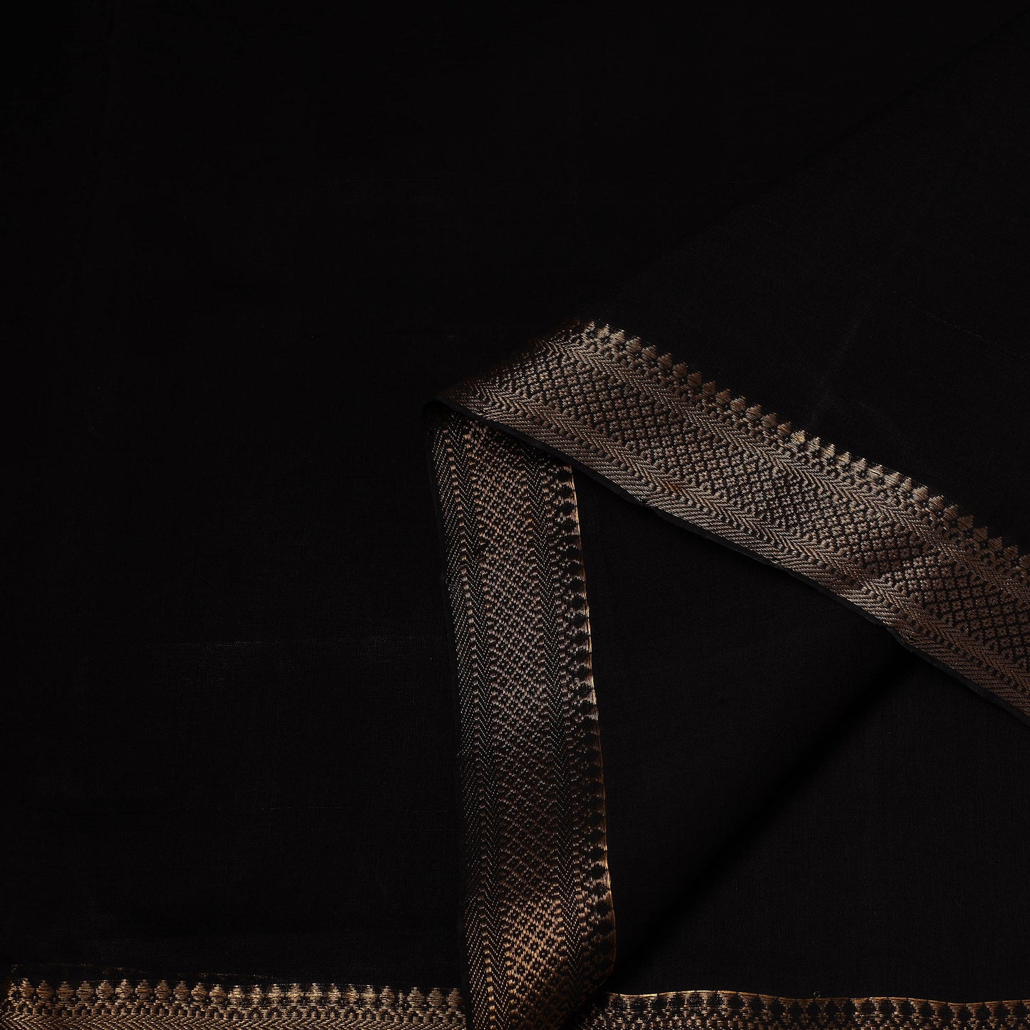 Black - handloom cotton mangalagiri fabric with zari border