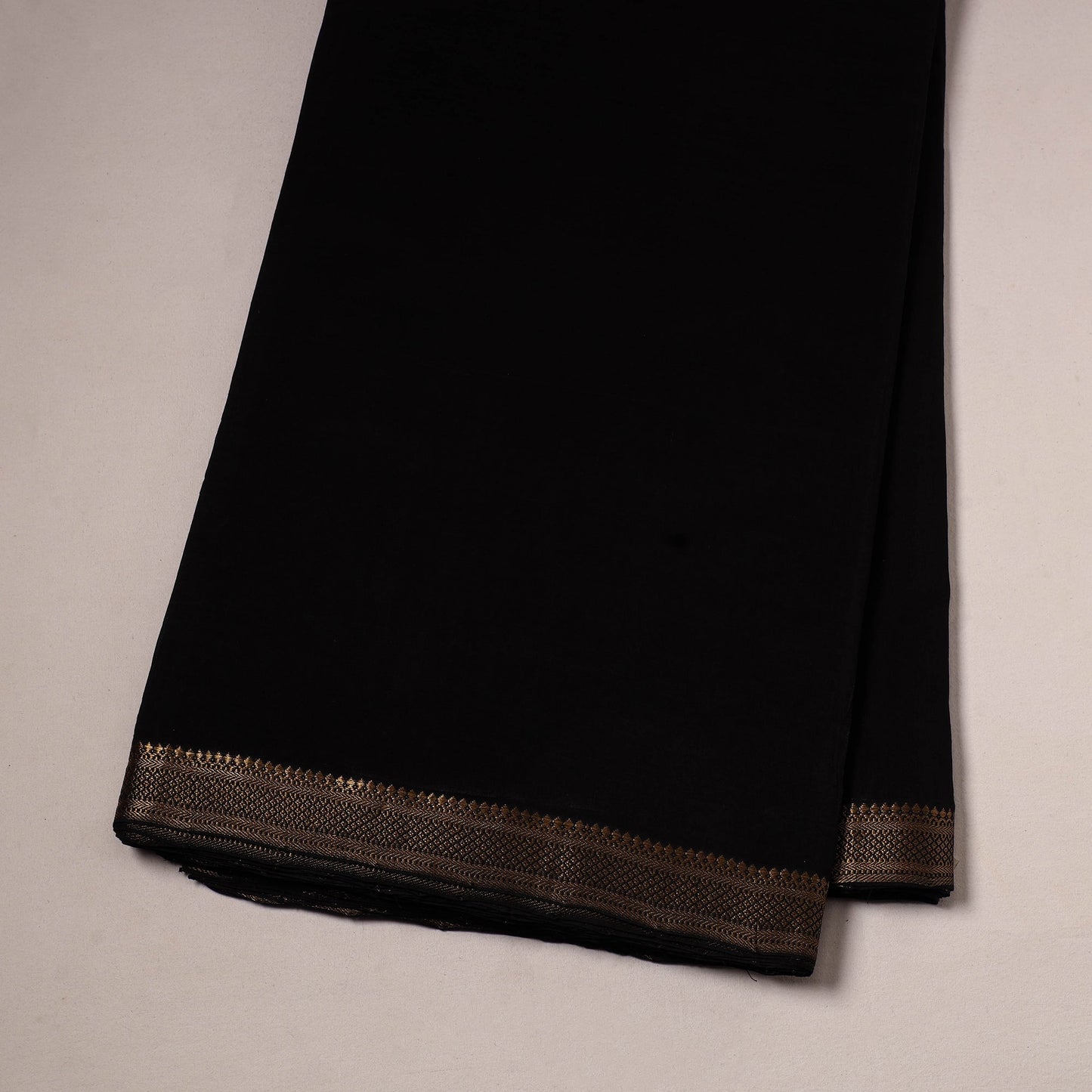 Black - handloom cotton mangalagiri fabric with zari border
