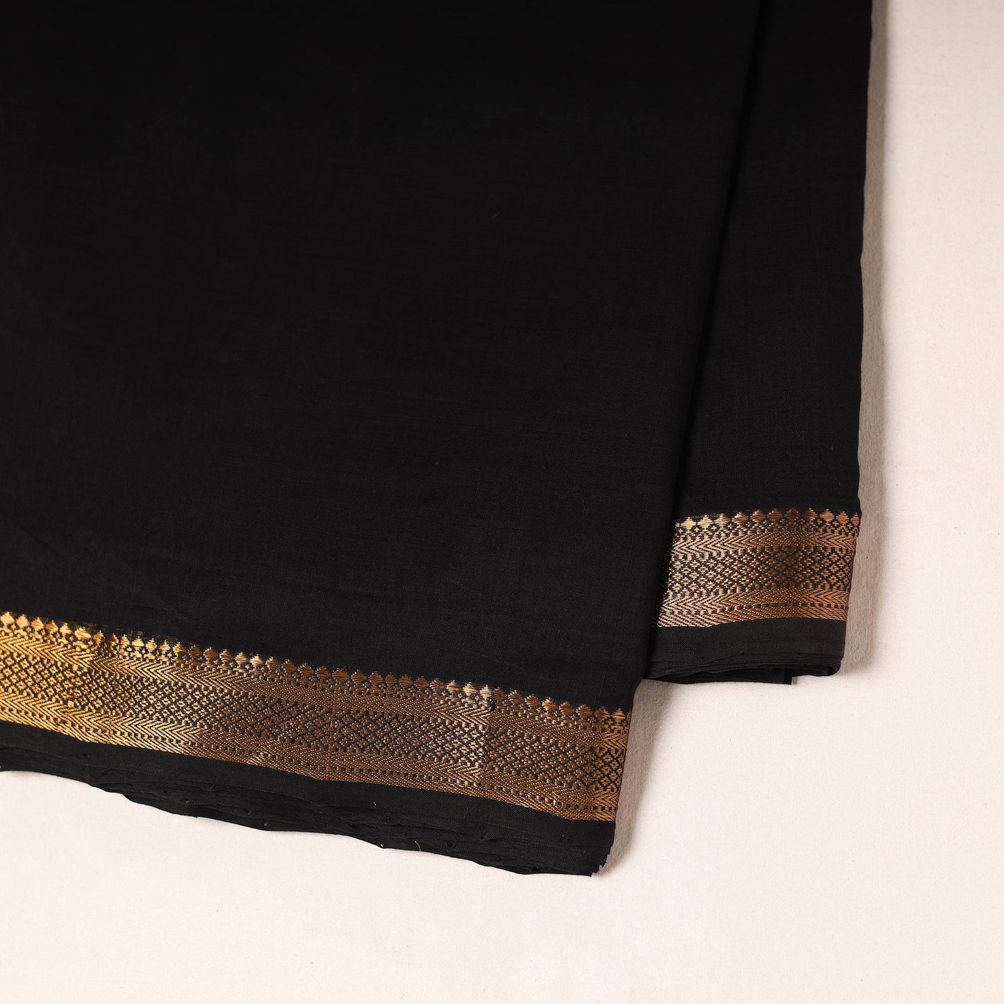 Black - handloom cotton mangalagiri fabric with zari border