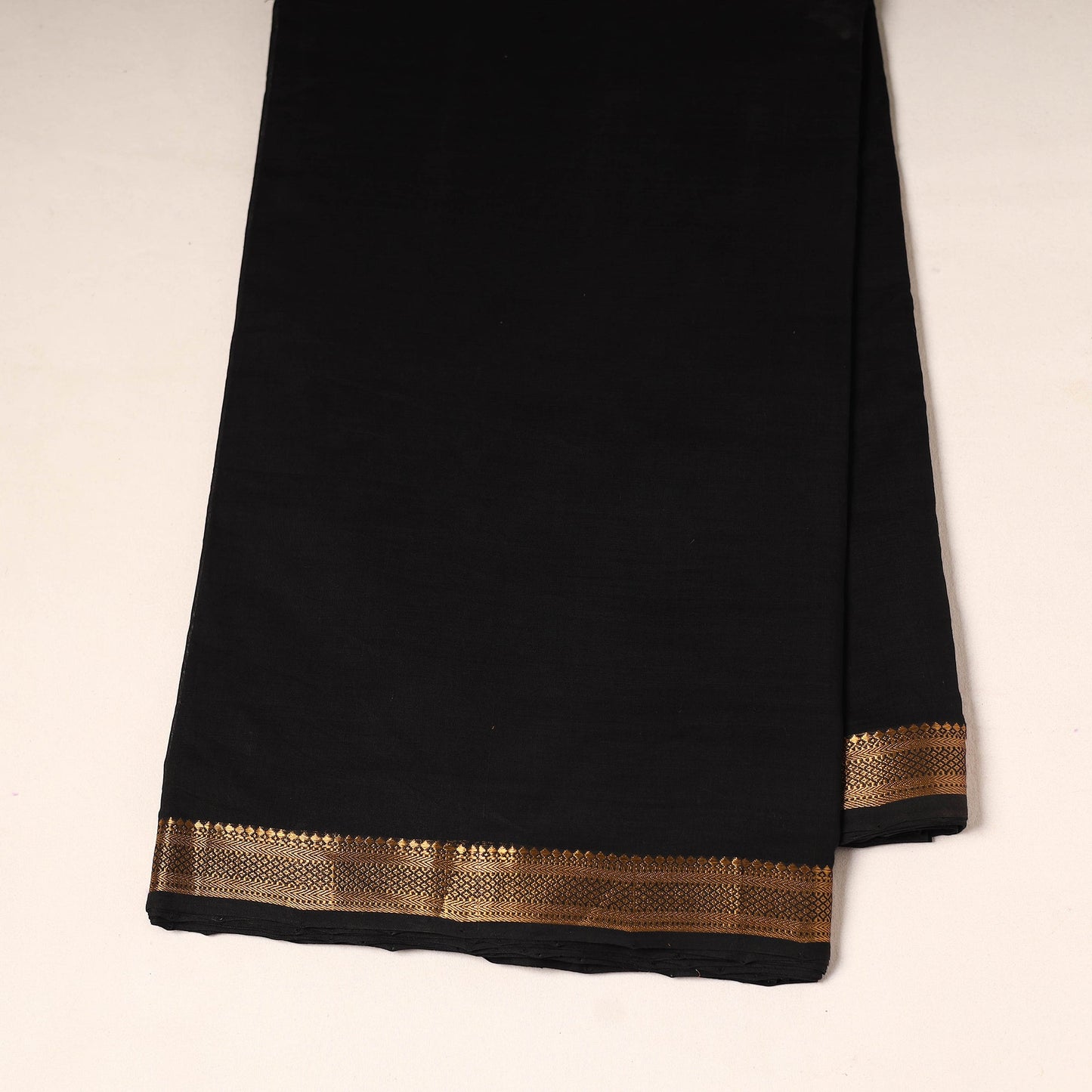 Black - handloom cotton mangalagiri fabric with zari border