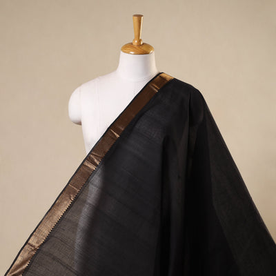 Black - handloom cotton mangalagiri fabric with zari border