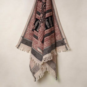 Buy Red Handloom Cotton Bagh Print Towel