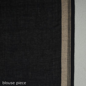 Black - Handloom Cotton Phulia Jamdani Saree with Tassels 03