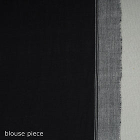 Black - handloom cotton phulia jamdani saree with tassels