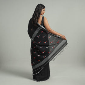 Buy Handloom Cotton Phulia Jamdani Saree with Tassels Online