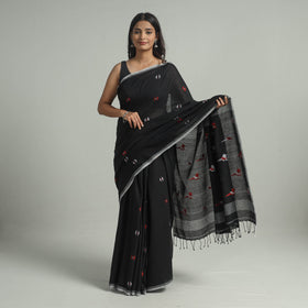 Buy Handloom Cotton Phulia Jamdani Saree with Tassels Online