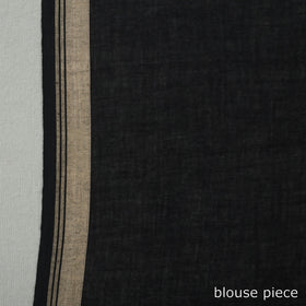 Black - handloom cotton phulia jamdani saree with tassels