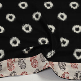 Handloom Cotton Black Pochampally Double Ikat Blouse Piece