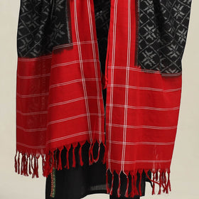 Buy Black Handloom Cotton Pochampally Double Ikat Dupatta
