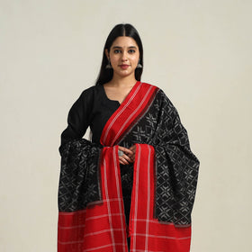 Buy Black Handloom Cotton Pochampally Double Ikat Dupatta