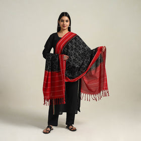 Buy Black Handloom Cotton Pochampally Double Ikat Dupatta