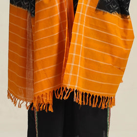 Black - Handloom Cotton Pochampally Double Ikat Dupatta 15