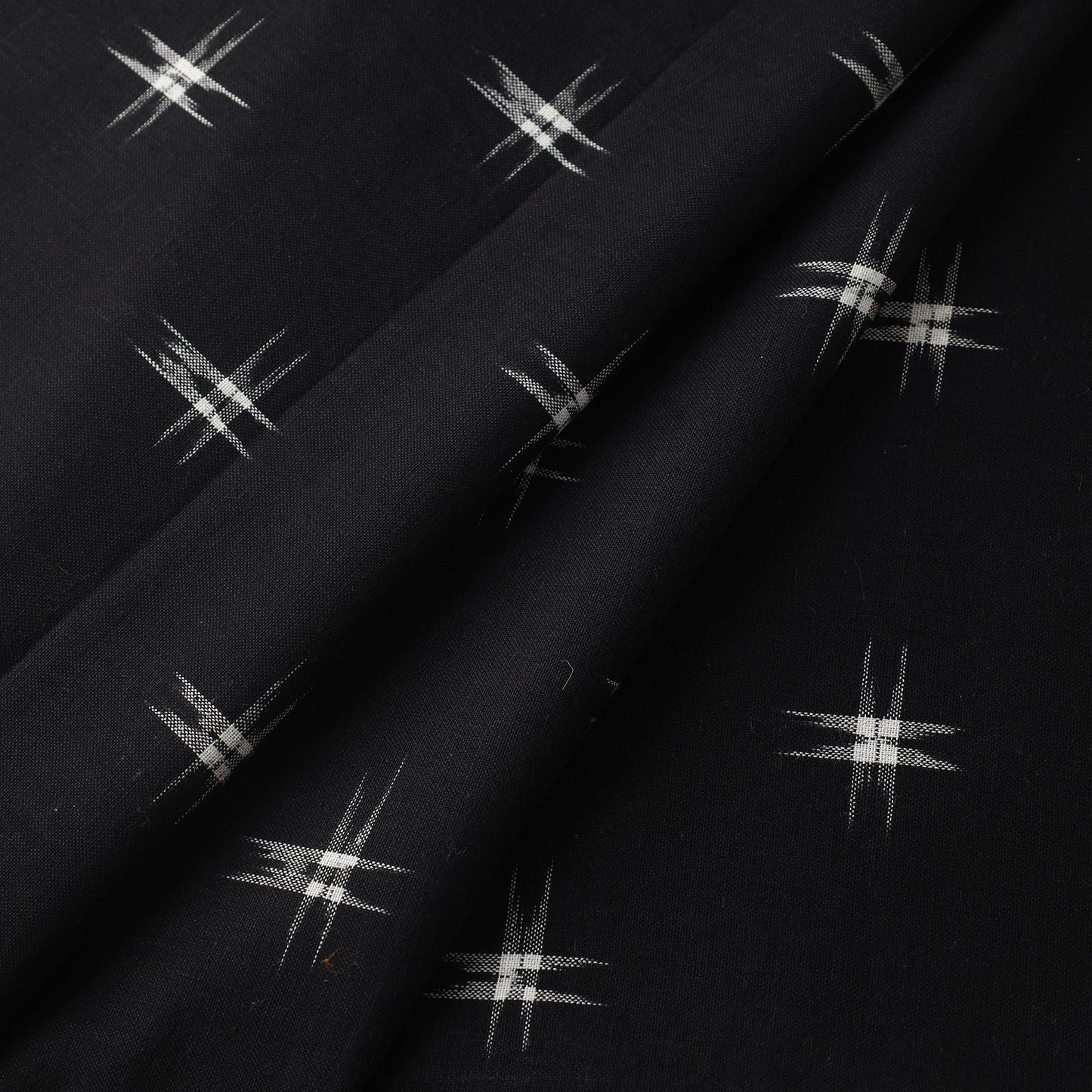 Buy Black Handloom Cotton Pochampally Double Ikat Fabric Online