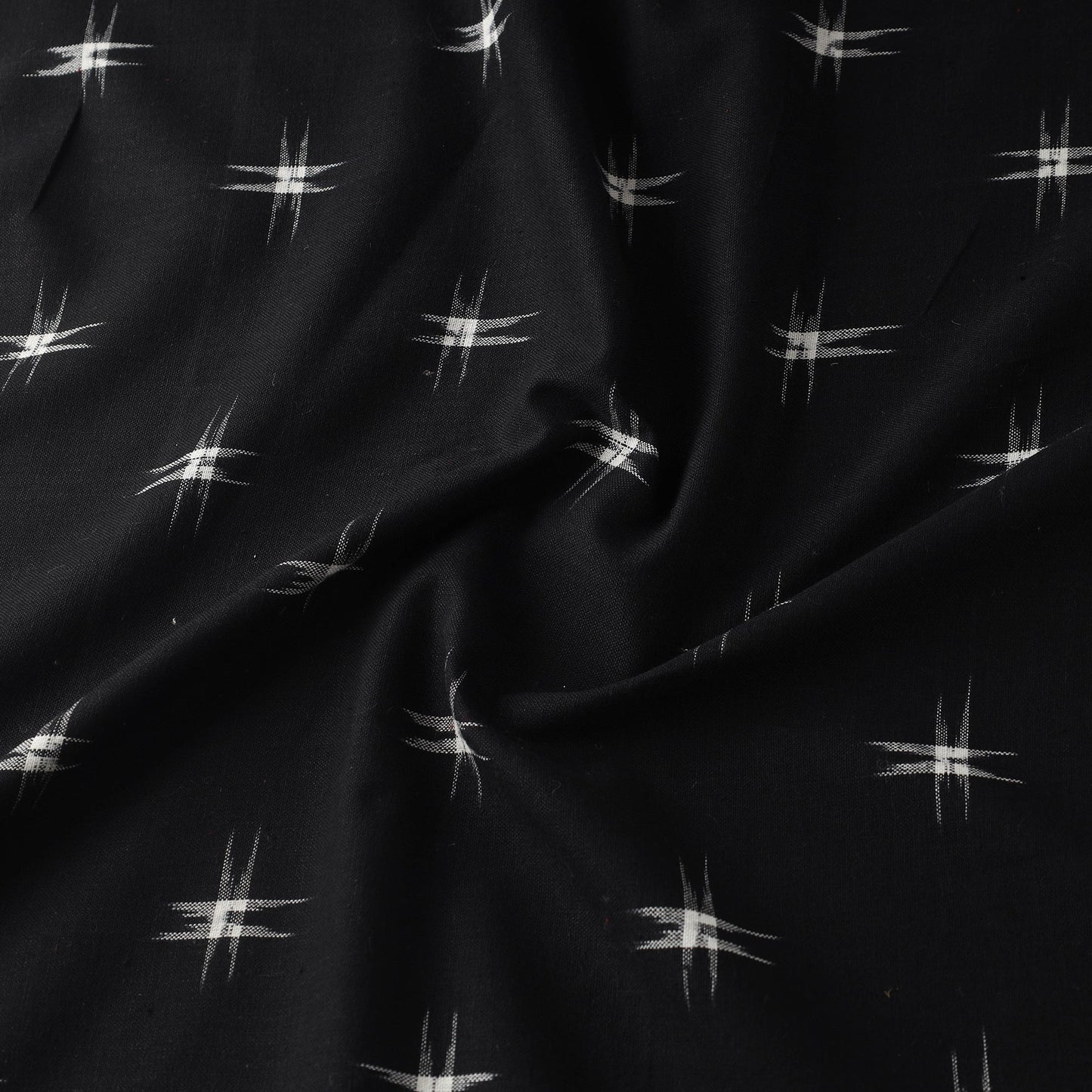 Buy Black Handloom Cotton Pochampally Double Ikat Fabric Online