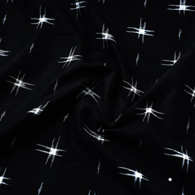 Black Handloom Cotton Pochampally Double Ikat Fabric