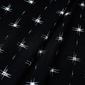 Black Handloom Cotton Pochampally Double Ikat Fabric