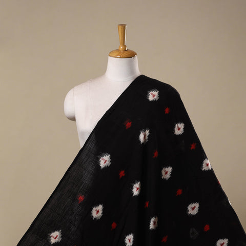 Black - handloom cotton pochampally double ikat fabric 05
