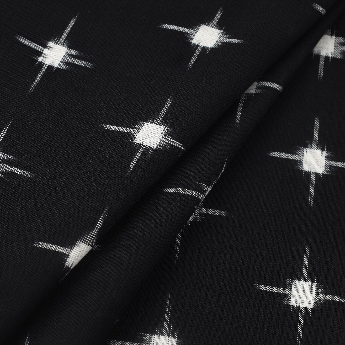  Black Handloom Cotton Pochampally Double Ikat Fabric