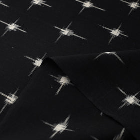 Black Handloom Cotton Pochampally Double Ikat Fabric 