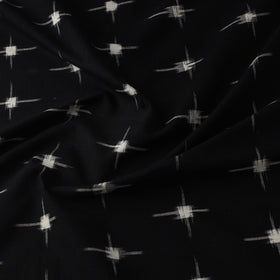 Black Handloom Cotton Pochampally Double Ikat Fabric 