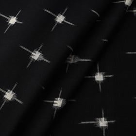 Black Handloom Cotton Pochampally Double Ikat Fabric 