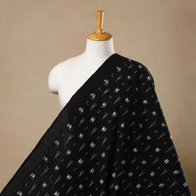 Black Handloom Cotton Pochampally Double Ikat Fabric