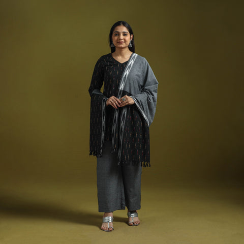 Handloom cotton pochampally ikat 3pc kurta set for women 15