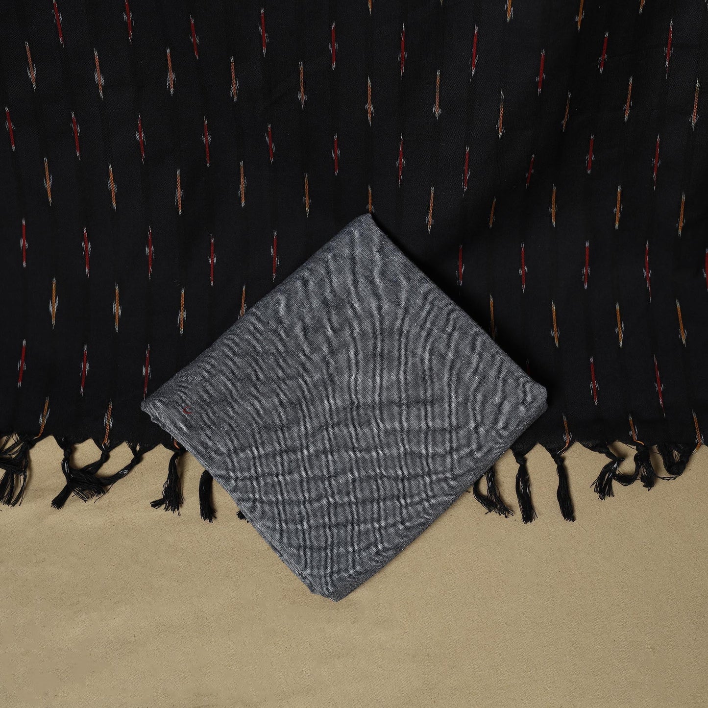 Pink - handloom cotton pochampally ikat 3pc unstitched