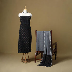 Pink - handloom cotton pochampally ikat 3pc unstitched