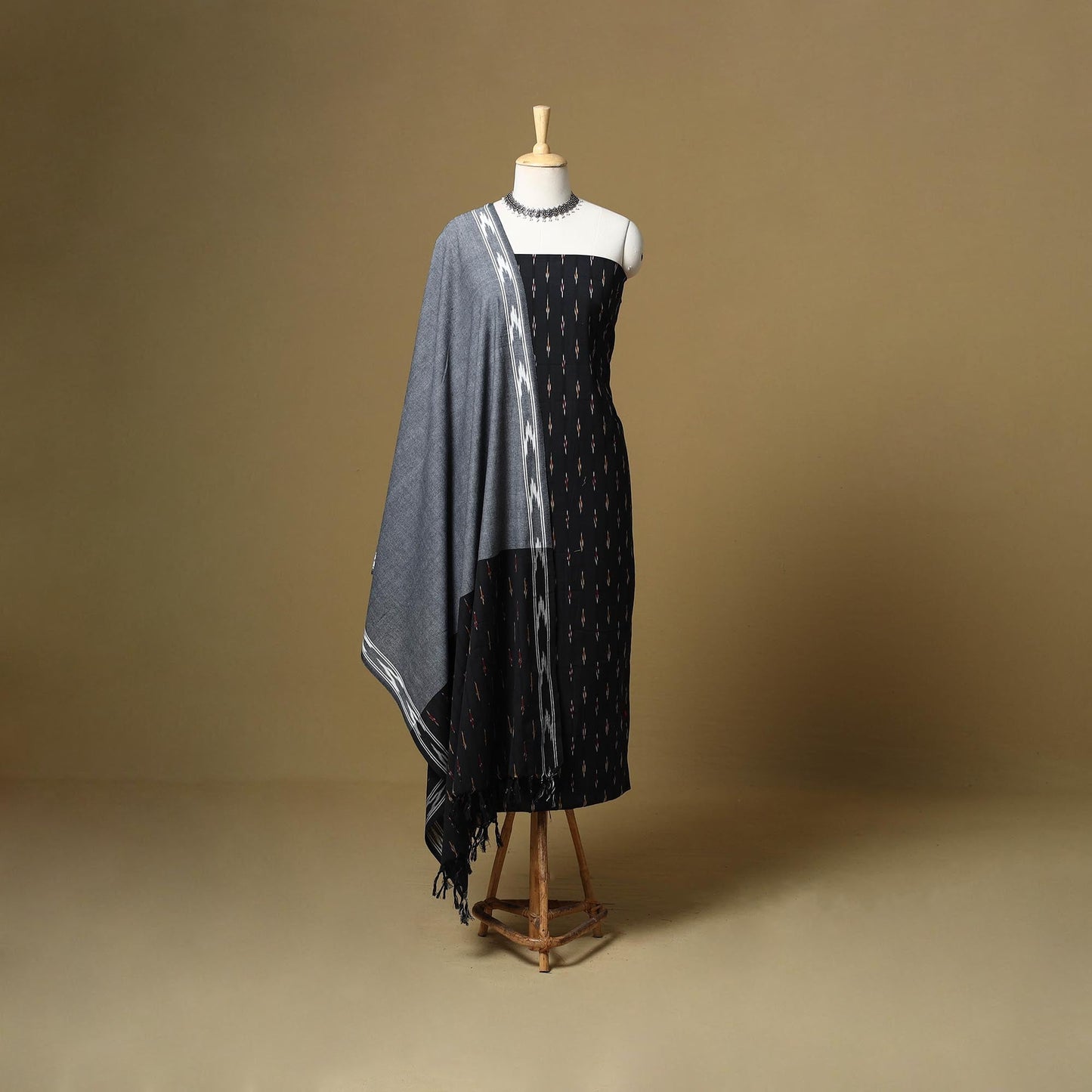 Pink - handloom cotton pochampally ikat 3pc unstitched