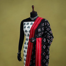 Black - handloom cotton pochampally ikat dupatta 02