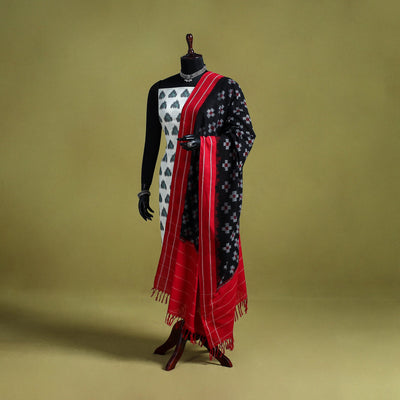 Black - handloom cotton pochampally ikat dupatta 02