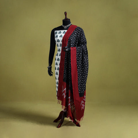 Black - handloom cotton pochampally ikat dupatta 03